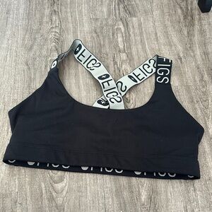 Figs Black Sports Bra with Logo Straps